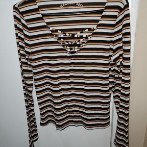 Strip long sleeve top